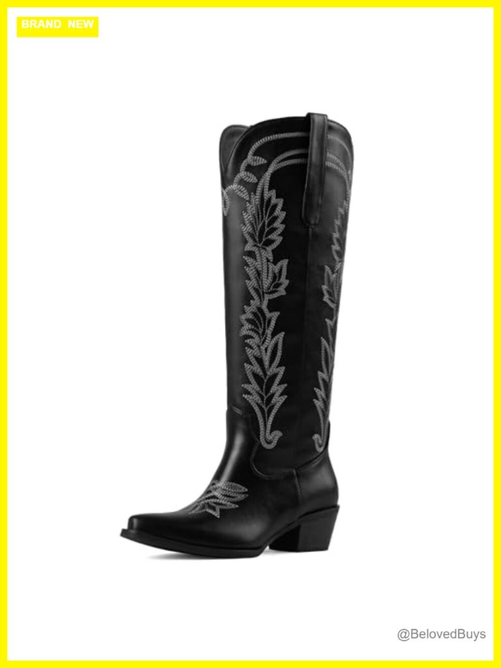 Cowgirl Knee High Western Boots Pointed Toe Block Heel Pull On